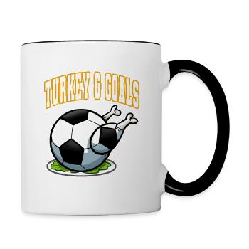 Thanksgiving Soccer Turkey And Goals - Contrasting Mug - white/black - Right