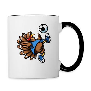 Thanksgiving Soccer Turkey Bicycle Kick Men Boys - Contrasting Mug - white/black - Right