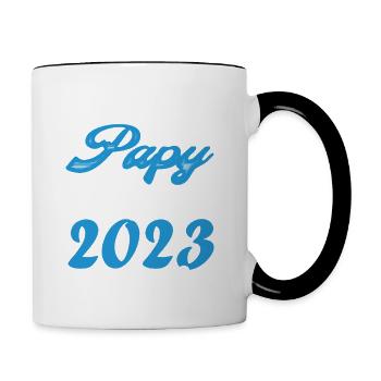 Cadeau Annonce grossesse. bientôt Papy Mars 2023. - Mug contrasté - blanc/noir - Droite