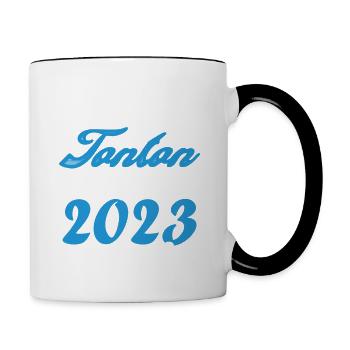 Annonce grossesse. bientôt Tonton Juillet 2023. - Mug contrasté - blanc/noir - Droite