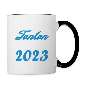 Cadeau Annonce grossesse bientôt Tonton Mars 2023 - Mug contrasté - blanc/noir - Droite