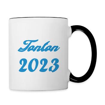 Annonce grossesse. bientôt Tonton Décembre 2023. - Mug contrasté - blanc/noir - Droite