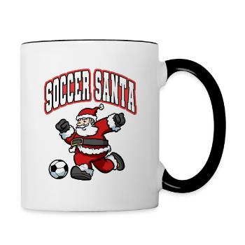 Fußball Santa Männer Jungen Fußball Weihnachten - Tasse zweifarbig - Weiß/Schwarz - Rechts