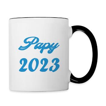 Annonce grossesse bientôt Papy Décembre 2023 - Mug contrasté - blanc/noir - Droite
