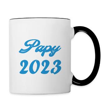 Annonce grossesse. bientôt Papy Septembre 2023. - Mug contrasté - blanc/noir - Droite