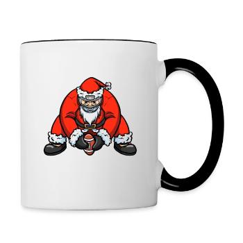 Weihnachten Santa Fußballspieler - Tasse zweifarbig - Weiß/Schwarz - Rechts