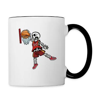 Basketball Player Skeleton Dunking Basketballer - Contrasting Mug - white/black - Right
