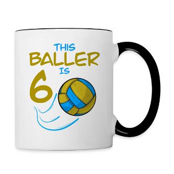 Le joueur de volley-ball Baller a 6 ans d’anniversaire de volleyball - Mug contrasté - blanc/noir - Droite
