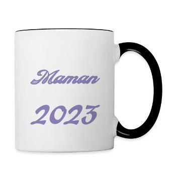 Annonce grossesse. bientôt Maman Mars 2023.maman - Mug contrasté - blanc/noir - Droite
