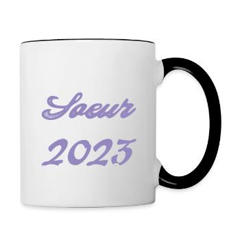Annonce grossesse. bientôt Sœur Février 2023.soeur - Mug contrasté - blanc/noir - Droite