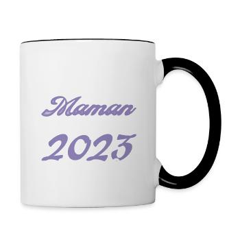 Annonce grossesse. bientôt Maman Octobre 2023.mama - Mug contrasté - blanc/noir - Droite