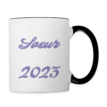 Annonce grossesse. bientôt Sœur Mai 2023.soeur - Mug contrasté - blanc/noir - Droite