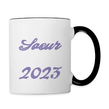 Annonce grossesse. bientôt Sœur Juin 2023.soeur - Mug contrasté - blanc/noir - Droite