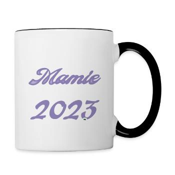 Annonce grossesse. bientôt Mamie Janvier 2023. - Mug contrasté - blanc/noir - Droite