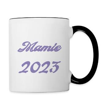 Annonce grossesse. bientôt Mamie Février 2023. - Mug contrasté - blanc/noir - Droite