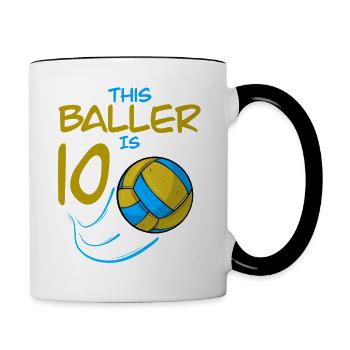 Le joueur de volley-ball Baller a 10 ans de volleyball - Mug contrasté - blanc/noir - Droite