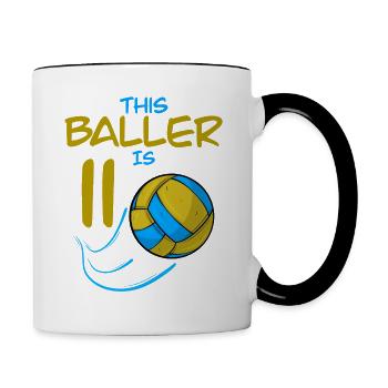 Le joueur de volley-ball Baller a 11 ans d’anniversaire de volleyball - Mug contrasté - blanc/noir - Droite