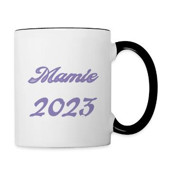 Annonce grossesse. bientôt Mamie Octobre 2023. - Mug contrasté - blanc/noir - Droite