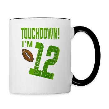 Football Player Touchdown I'm 12 Football Birthday - Contrasting Mug - white/black - Right