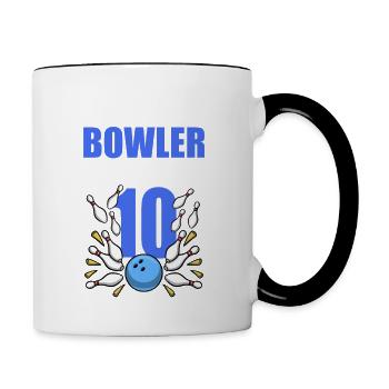 Bowling Ce petit quilleur frappe son 10e anniversaire - Mug contrasté - blanc/noir - Droite