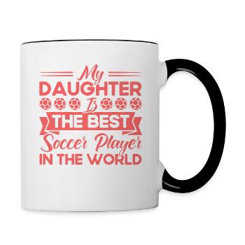 Fußball Mama Sportfan Fußball Geschenk - Tasse zweifarbig - Weiß/Schwarz - Rechts