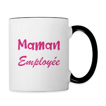 pas facile d'être une maman et une Employée - Mug contrasté - blanc/noir - Droite