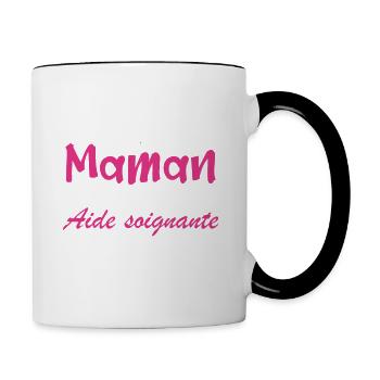 pas facile d'être une maman et une Aide soignante. - Mug contrasté - blanc/noir - Droite