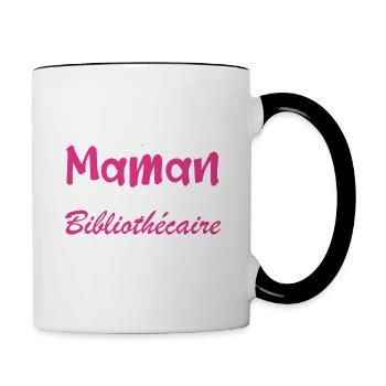 pas facile d'être une maman et une Bibliothécaire. - Mug contrasté - blanc/noir - Droite