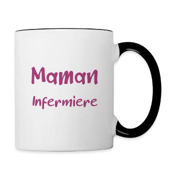 pas facile d'être une maman et une Infermière. - Mug contrasté - blanc/noir - Droite