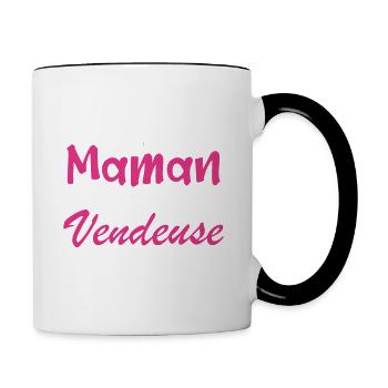 pas facile d'être une maman et une Vendeuse. - Mug contrasté - blanc/noir - Droite