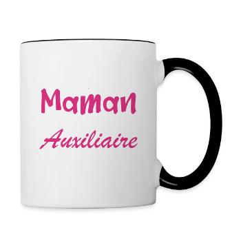 pas facile d'être une maman et une Auxiliaire. - Mug contrasté - blanc/noir - Droite