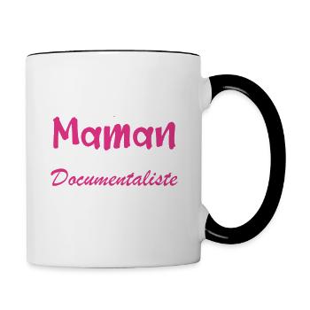pas facile d'être une maman et une Documentaliste - Mug contrasté - blanc/noir - Droite