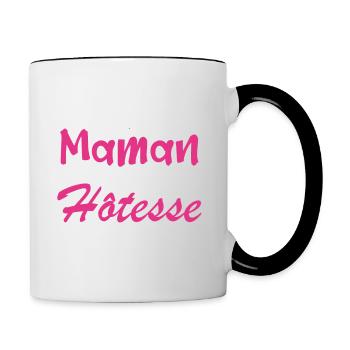 pas facile d'être une maman et une Hôtesse. - Mug contrasté - blanc/noir - Droite