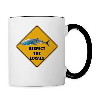 Warning sign diver - Respect the locals - Contrasting Mug - white/black - Right
