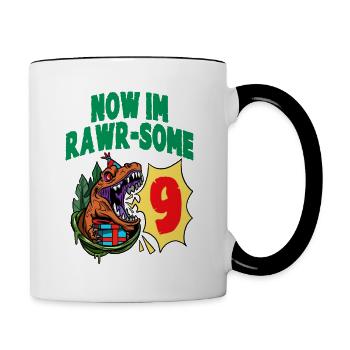 Maintenant im Rawr-Some 9 TRex Dinosaure Anniversaire - Mug contrasté - blanc/noir - Droite