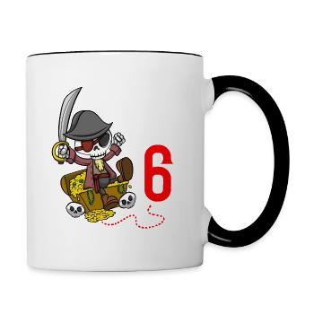 Squelette Ce petit pirate est 6ème anniversaire de pirate - Mug contrasté - blanc/noir - Droite