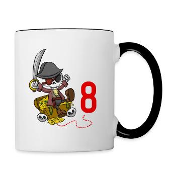 Skeleton This Little Pirate Is 8th Pirate Birthday - Contrasting Mug - white/black - Right