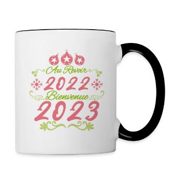 au revoir 2022 bienvenue 2023 cadeau bonne année. - Mug contrasté - blanc/noir - Droite