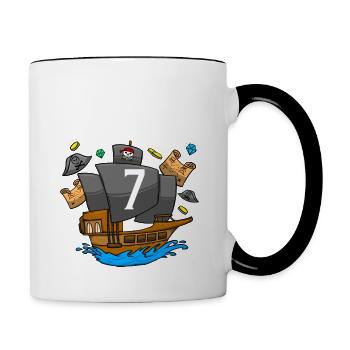 Ahoy Matey Ce pirate est 7ème anniversaire de pirate - Mug contrasté - blanc/noir - Droite