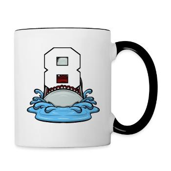 Sea Animals Birthday Kids Shark 8th Birthday - Contrasting Mug - white/black - Right