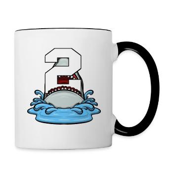Sea Animals Birthday Kids Shark 2nd Birthday - Contrasting Mug - white/black - Right