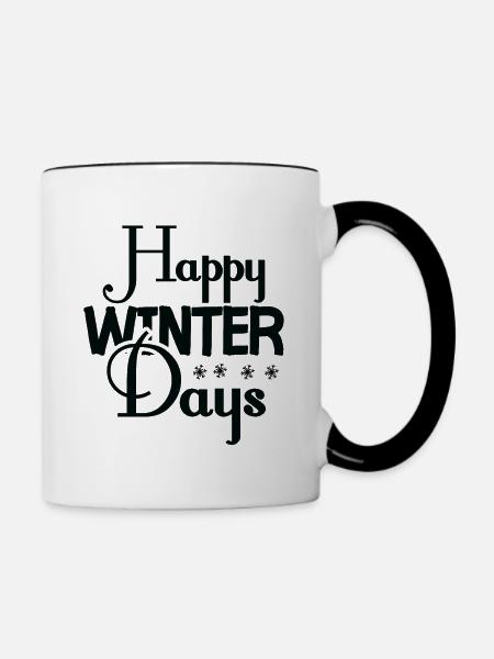 Happy Winter Days - Winterzeit - Tasse zweifarbig - Weiß/Schwarz