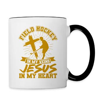 Hallen Feldhockey Mannschaftssport Feldhockey Spie - Tasse zweifarbig - Weiß/Schwarz - Rechts