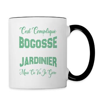 c'est compliqué d'être un Bogosse et un Jardinier. - Mug contrasté - blanc/noir - Droite