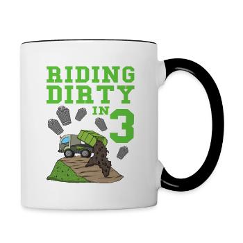 Garbage Truck Birthday Kids Boy 3rd Birthday Party - Contrasting Mug - white/black - Right