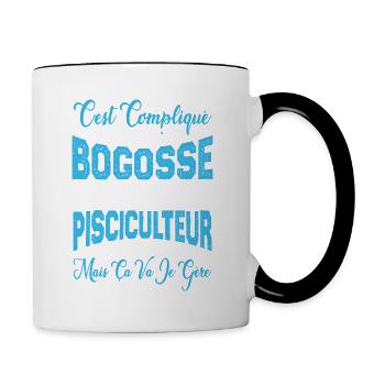c'est compliqué être un Bogosse et un Pisciculteur - Mug contrasté - blanc/noir - Droite