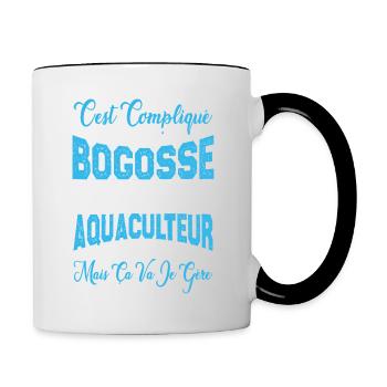 c'est compliqué être un Bogosse et un Aquaculteur. - Mug contrasté - blanc/noir - Droite