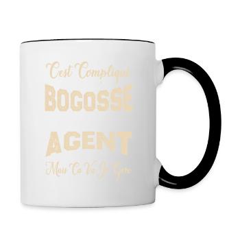 c'est compliqué d'être un Bogosse et un Agent. - Mug contrasté - blanc/noir - Droite