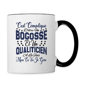 c'est compliqué être un Bogosse et un Qualiticien. - Mug contrasté - blanc/noir - Droite