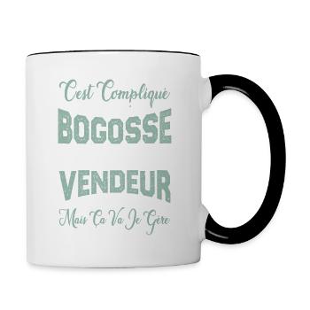 c'est compliqué d'être un Bogosse et un Vendeur. - Mug contrasté - blanc/noir - Droite